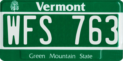 VT license plate WFS763