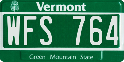VT license plate WFS764