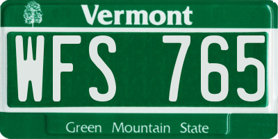 VT license plate WFS765