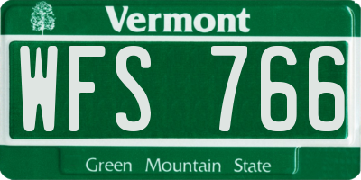 VT license plate WFS766