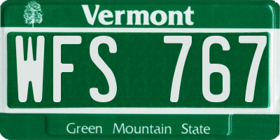 VT license plate WFS767