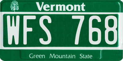 VT license plate WFS768