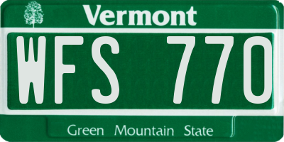 VT license plate WFS770