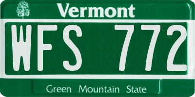 VT license plate WFS772