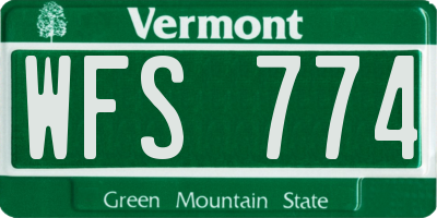 VT license plate WFS774