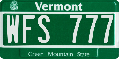 VT license plate WFS777