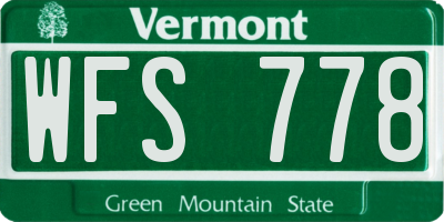 VT license plate WFS778