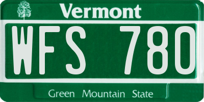 VT license plate WFS780