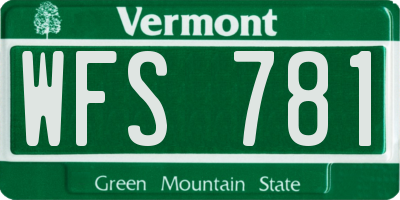 VT license plate WFS781