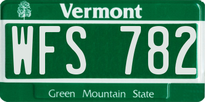 VT license plate WFS782