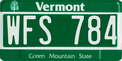 VT license plate WFS784