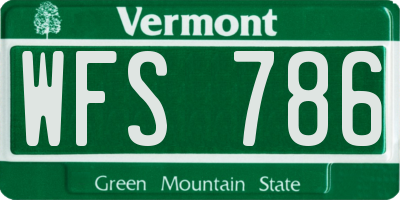 VT license plate WFS786