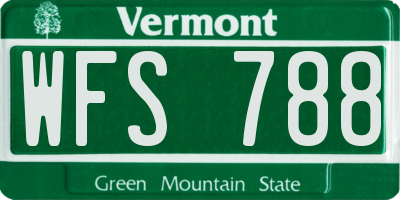 VT license plate WFS788