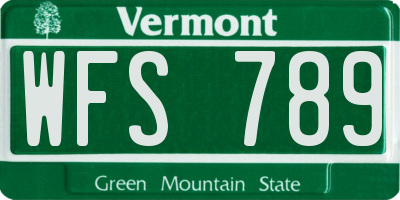 VT license plate WFS789