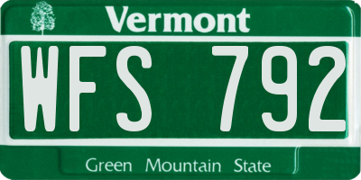 VT license plate WFS792