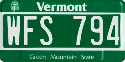VT license plate WFS794