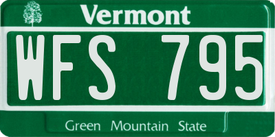 VT license plate WFS795