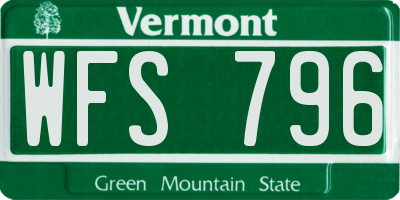 VT license plate WFS796