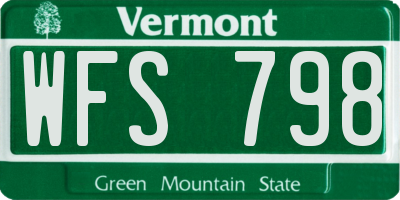 VT license plate WFS798