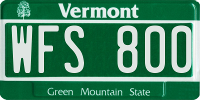 VT license plate WFS800