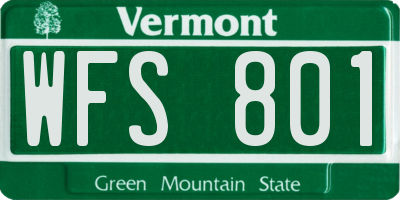 VT license plate WFS801