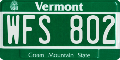 VT license plate WFS802