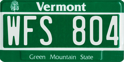 VT license plate WFS804