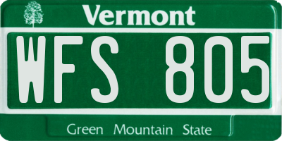 VT license plate WFS805