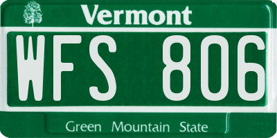 VT license plate WFS806
