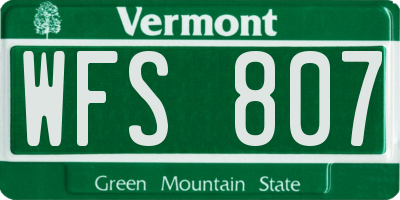 VT license plate WFS807