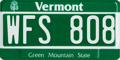 VT license plate WFS808