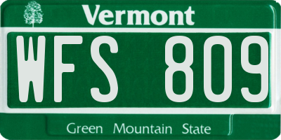 VT license plate WFS809