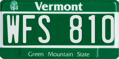 VT license plate WFS810
