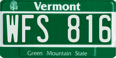 VT license plate WFS816