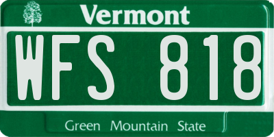 VT license plate WFS818