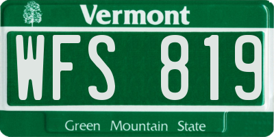 VT license plate WFS819