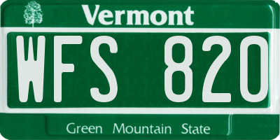 VT license plate WFS820
