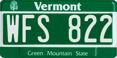 VT license plate WFS822