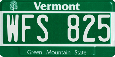 VT license plate WFS825