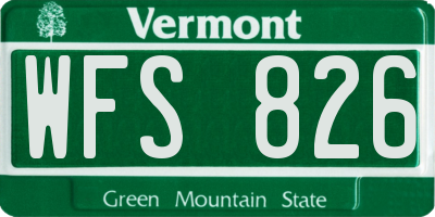VT license plate WFS826