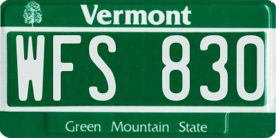 VT license plate WFS830