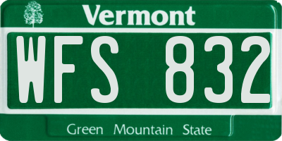 VT license plate WFS832