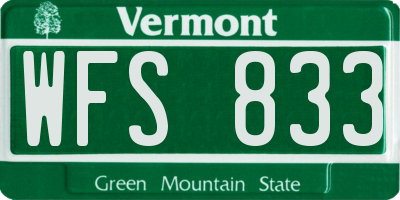 VT license plate WFS833