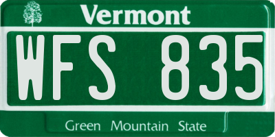 VT license plate WFS835