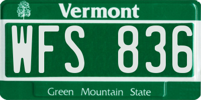 VT license plate WFS836