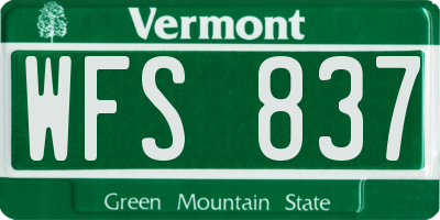 VT license plate WFS837