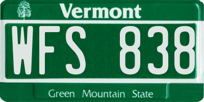VT license plate WFS838