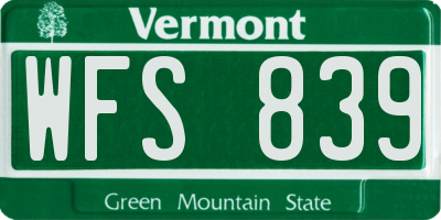VT license plate WFS839