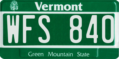 VT license plate WFS840