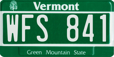 VT license plate WFS841